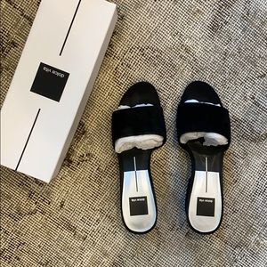 Black Dolce Vita suede slides